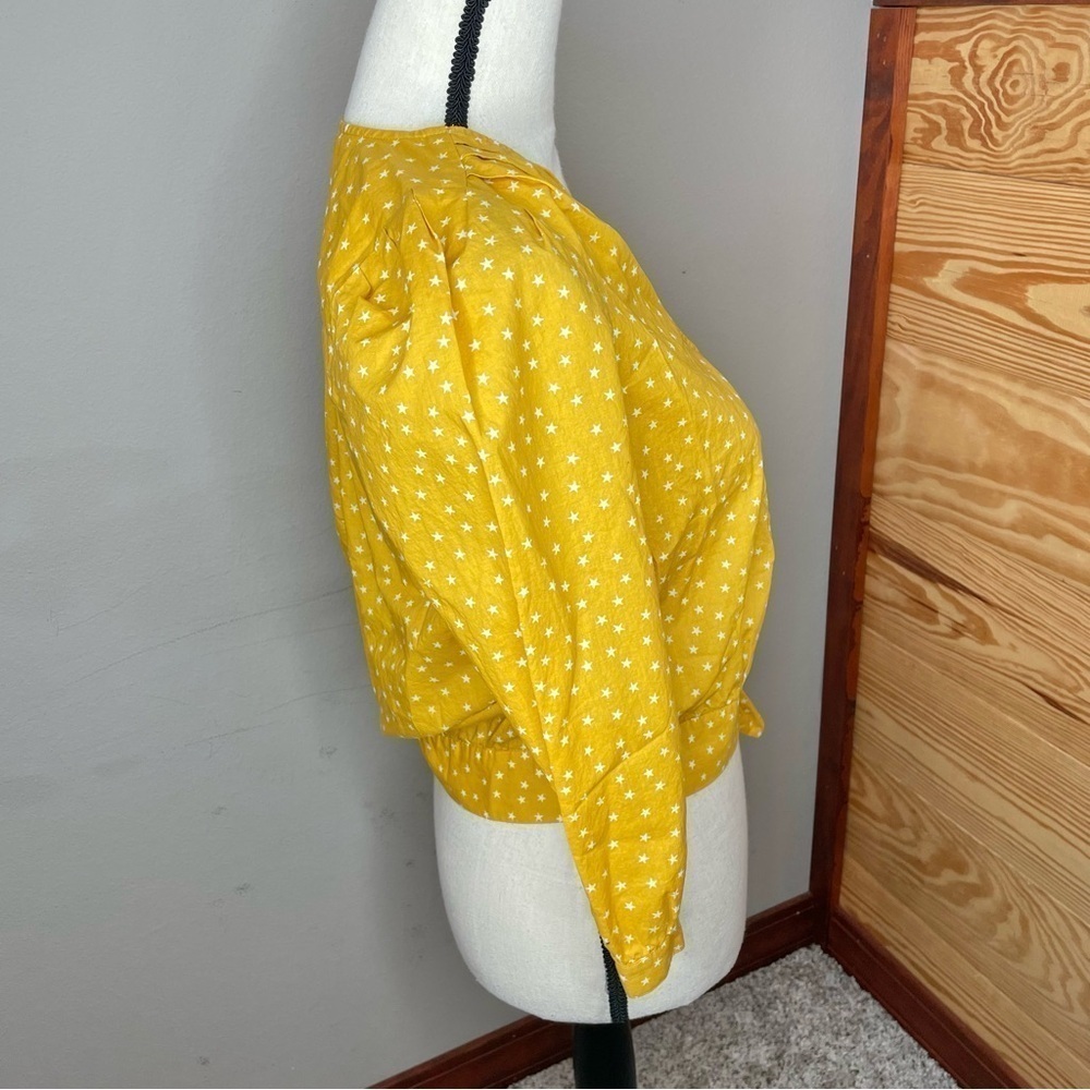 Madewell Wrap V-Neck Top Blouse in Star Scatter Gold Yellow Extra Small - Picture 3 of 13